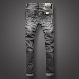Italian Style Retro Design Slim Fit Ripped Jeans - Dubbs Alpha League 