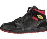 Jordan Air 1 Mid Basketball Shoe Black Tour Yellow Gym Red Size 10.5 - Dubbs Alpha League 