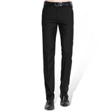 Men's Black Suit Separate Pant Flat-Front Straight Slim-fit Business Straight Male Trousers Thin Office Wear Solid Dress Pants - Dubbs Alpha League 