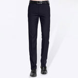 Men's Black Suit Separate Pant Flat-Front Straight Slim-fit Business Straight Male Trousers Thin Office Wear Solid Dress Pants - Dubbs Alpha League 