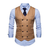 Men Vest Solid Color Casual Slim Fit Gilet Homme Spring Fashion Style Double-Breasted Colete Masculino Formal Business Waistcoat - Dubbs Alpha League 