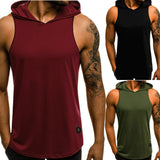 Men Fitness Hoodies Tank Tops Sleeveless Bodybuilding Tee Shirt Stringer Male Workout Hooded Vest Singlet Undershirt Sportswear - Dubbs Alpha League 