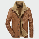 Men's Leather Jackets Winter Fleece PU Coats - Dubbs Alpha League 